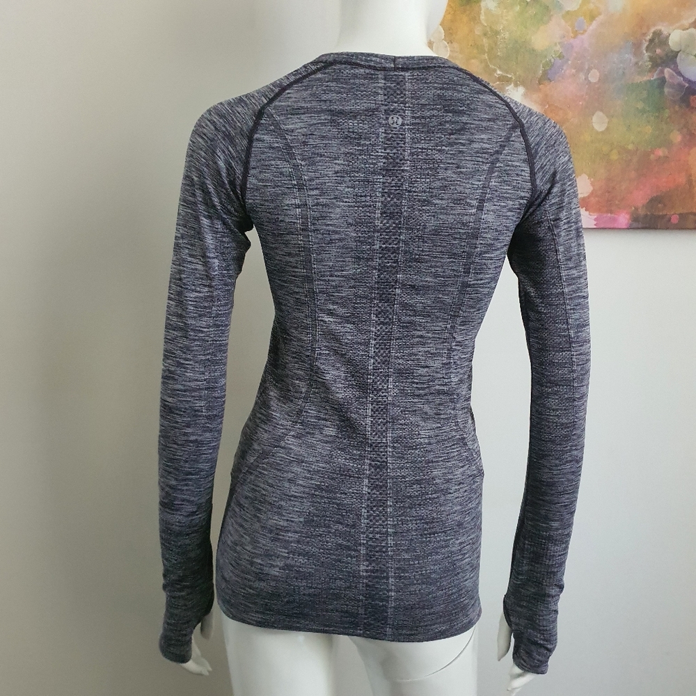 Lululemon Size AU10 Swiftly Tech Blue Grey Marle Long Sleeve Top - Picture 6 of 8